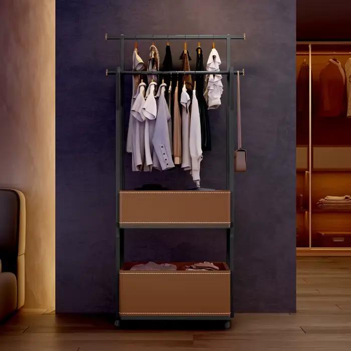 Manteau en cuir de dégager de chambre à coucher T1 perfecto, cabas de sol de rangement, meubles minimalistes italiens