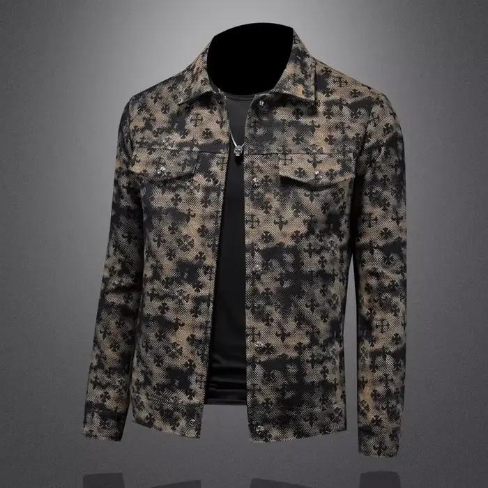 Veste Jacquard Sansour Hommes Col Cranté Coupe Cintrée Nouveau Design 2025 Printemps Automne Décontracté Polyestère