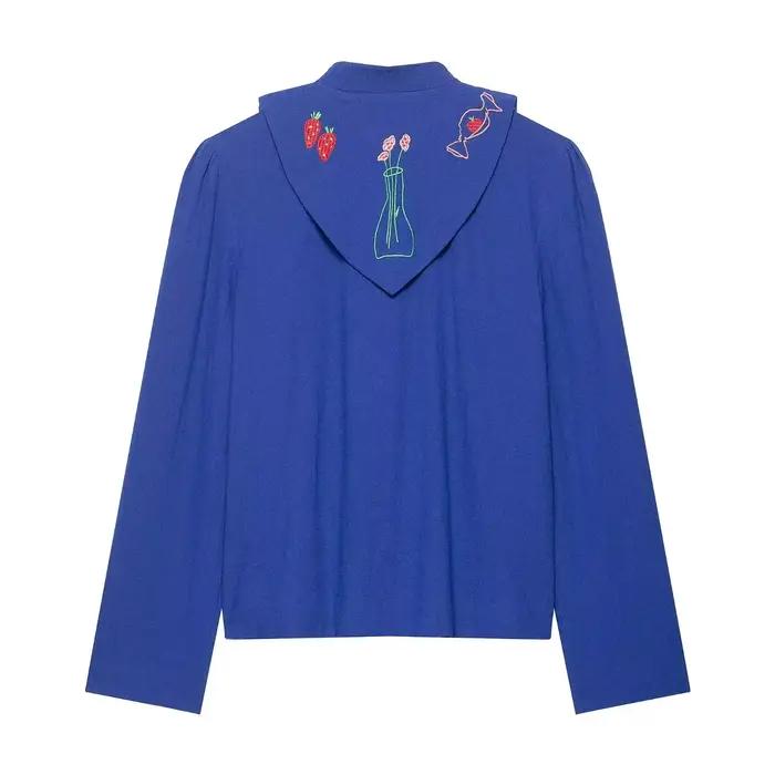 Nouvelle Collection 2026 : Vestes Brodées Bleues pour Femme – Style Vintage, Boutonnage Simple, Col Rond, Manches Longues – Tenues Élégantes et Chics pour Dames