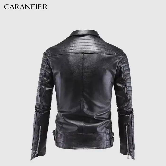 CARANFIER veste en cuir hommes concepteur crâne Rivet clouté Punk Rock noir Biker Faux moto vestes homme grande taille M-5XL
