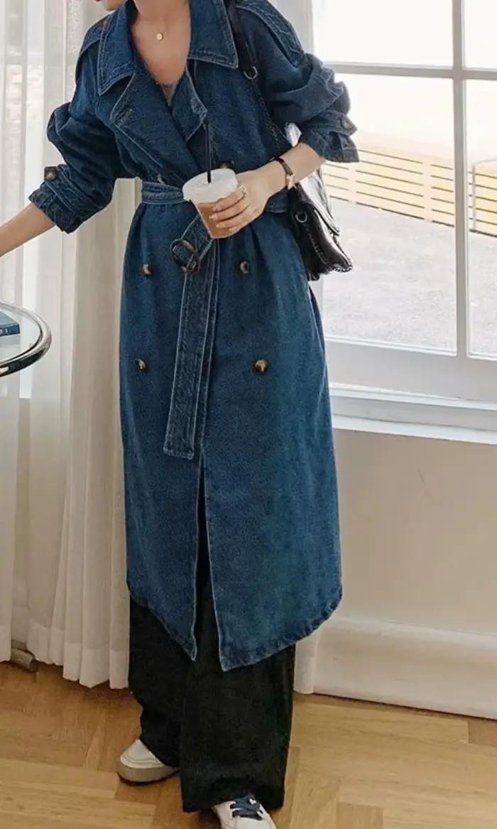 Trench-Coat en jean bleu Minimally décontracté pour femme