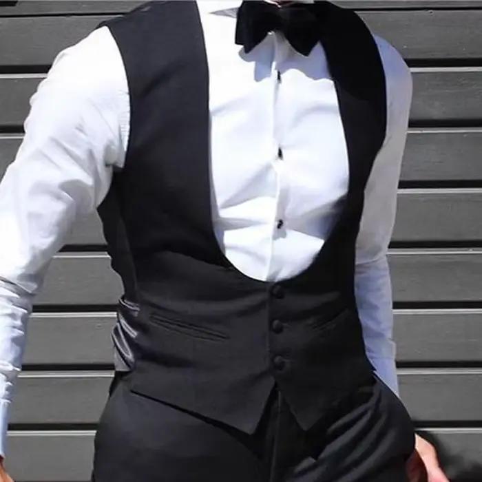 Gilet en Glafor Noir pour Homme Style Décontracté et Élégant Polyester et Rayonne Coupe Slim Polyvalent pour Toutes les Occasions ```