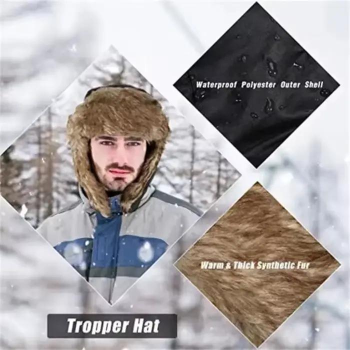 Homme hiver trappeur aviateur trooper oreillette chaud russe imperméable Ski chapeau Bomber casquette russe chaud oreille protecteurs chapeaux