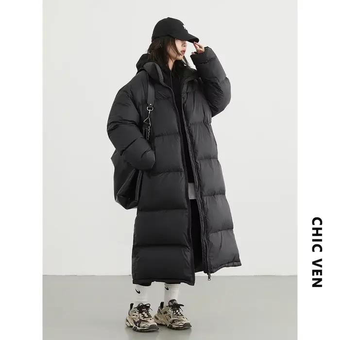 CHIC VEN-Doudoune Longue en Duvet de Canard Blanc pour Femme
