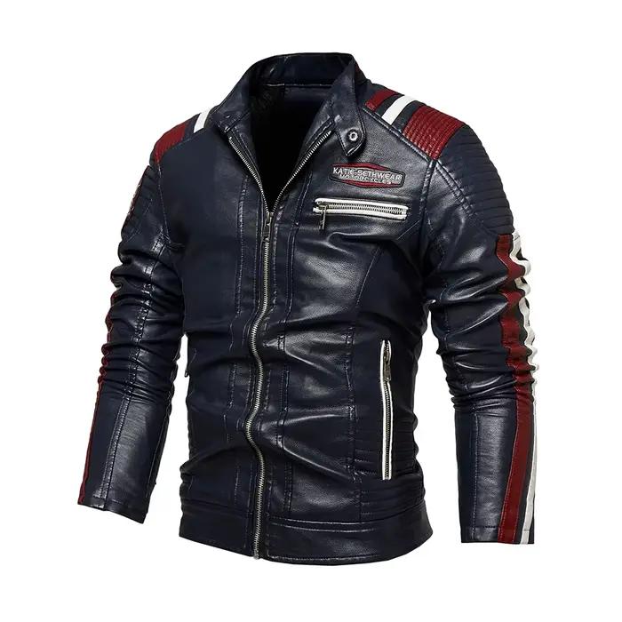 Veste en simili cuir pour homme, veste de moto, imperméable, coupe-vent, PU, veste bomber vintage, veste d'hiver pour homme