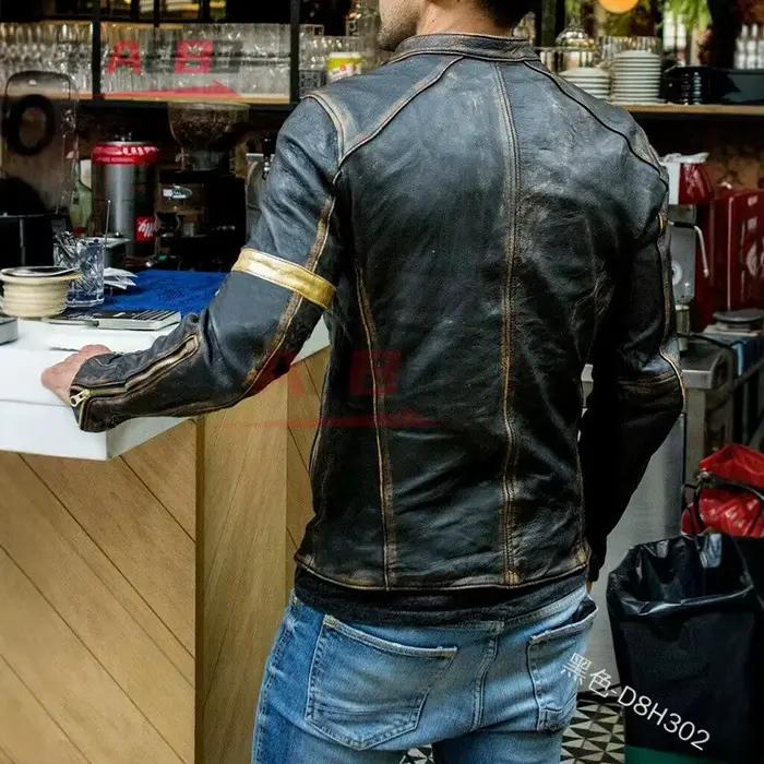 Blouson en cuir rétro pour moto, style streetwear, décontracté, pour homme, vêtement d'extérieur, équipement moto, S-5XL