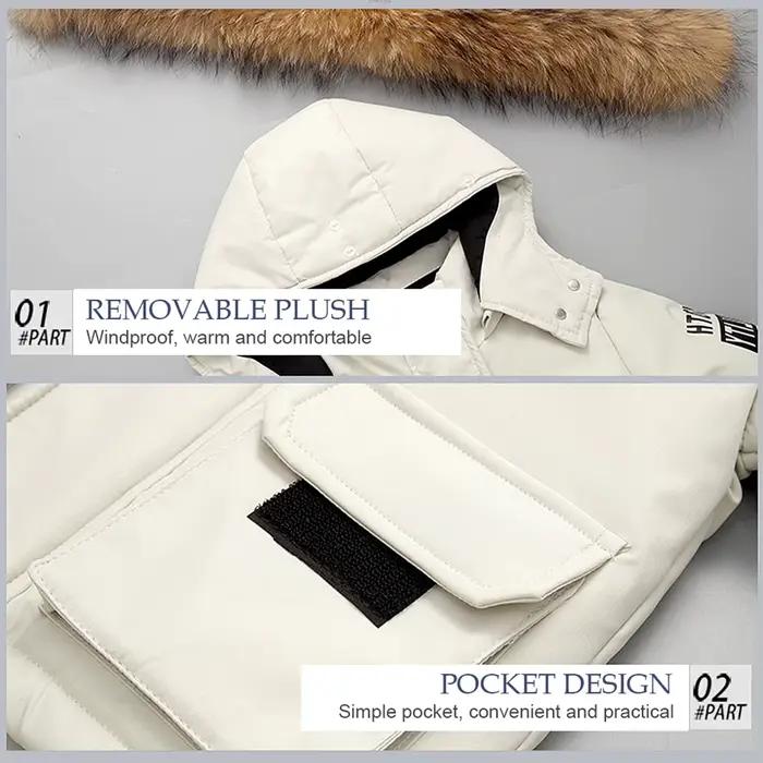 Doudoune pour bébés garçons, combinaisons chaudes pour filles, manteau et pantalon à capuche en fourrure pour tout-petits, combinaison de neige d'hiver pour enfants, barboteuse bouffante pour enfants