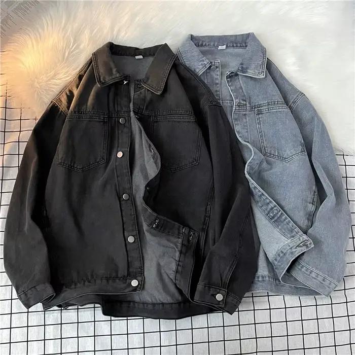 BF Style lavé Denim veste pour femmes surdimensionné décontracté couleur unie Jean manteau printemps automne Simple