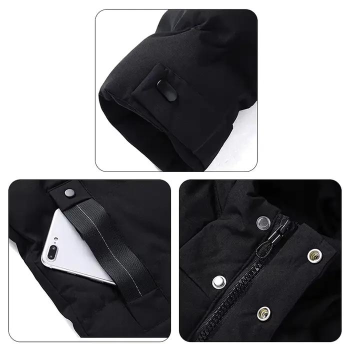 Manteau Homme Décontracté Gris Avec Capuche Amovible Pour Voyages Automne Hiver Polyester Soie Coton Plissé Robuste