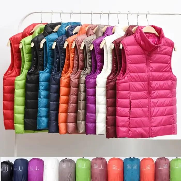 Doudoune légère matelassée coupe-vent chaude pour femme, gilet sans manches ultra léger en duvet, veste ajustée polyester bleu ciel décontracté pour toutes les saisons et occasions spéciales