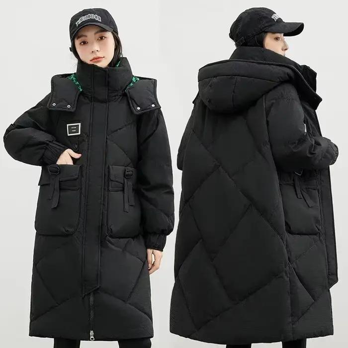 Parkas à capuche monochromes pour femmes avec grandes poches