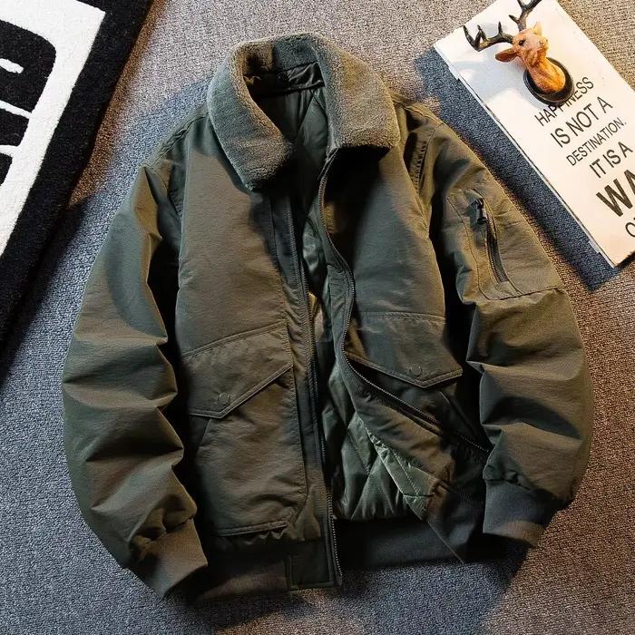 Veste bomber vintage homme, manteau rembourré coton hiver, veste matelasse épaisse et chaude, vêtements extérieurs décontractés rétro américains style bomber vintage homme quatre saisons usage quotidien