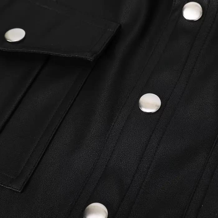 Chemises en cuir pour hommes Veste en cuir PU à manches longues