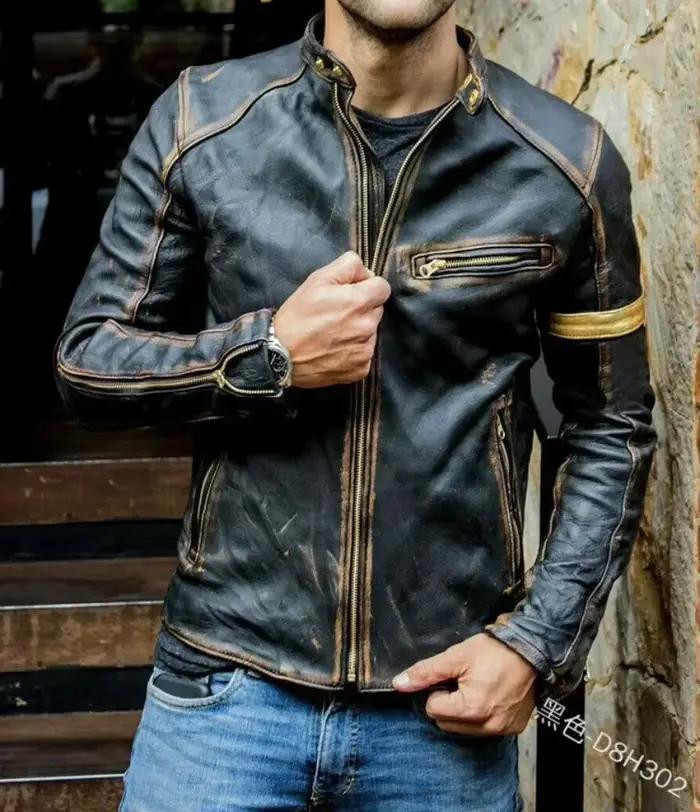 Nouveau 2026 automne hiver hommes veste en cuir mode