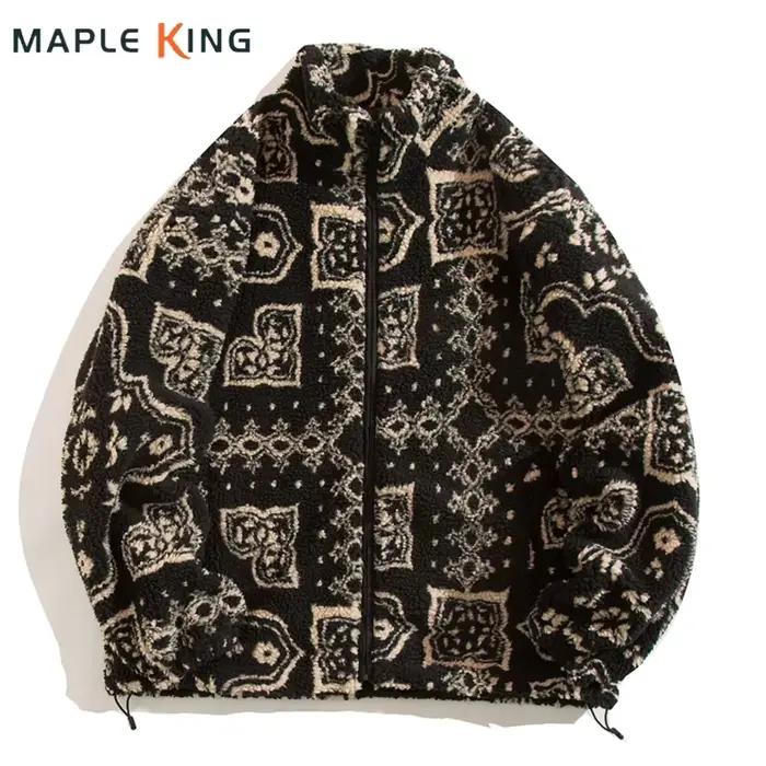 Veste en Laine d'Agneau Tendance Harajuku Homme 2026 Automne Hiver Vintage Chaud Polaire Manteau Couple Fermeture Éclair Ample Hip Hop Hipster Streetwear