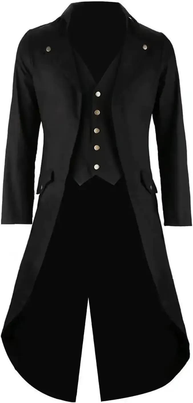 Veste de manteau de queue Vintage noire pour hommes, Robe fantaisie Cool de Costume de Cosplay