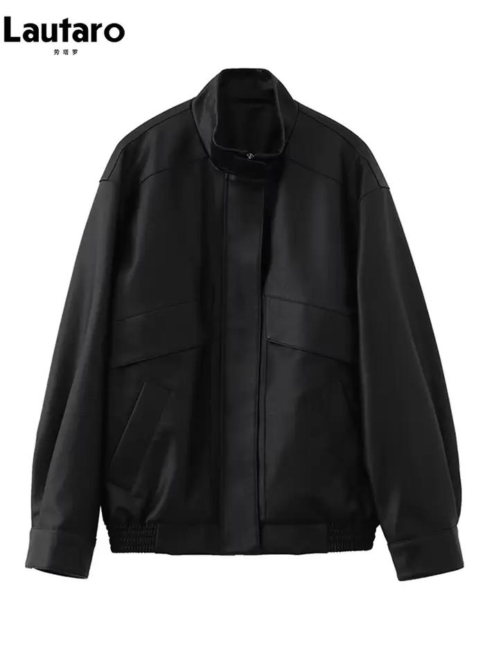 Lautaro-Veste en cuir PU surdimensionnée pour femme