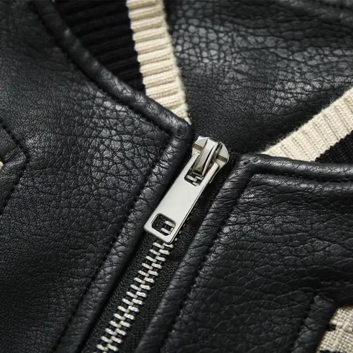 Veste Vintage en cuir PU pour hommes, Patchwork, vestes d'université de rue, Hip Hop, Streetwear, vestes de Baseball urbaines tendance pour hommes