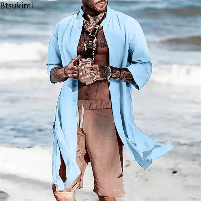 Manteau Trench Vintage Homme en Coton à Manches Longues Col Montant Style Hip Hop Veste Cape Unie pour Homme Occasions Spéciales Mode Punk Streetwear