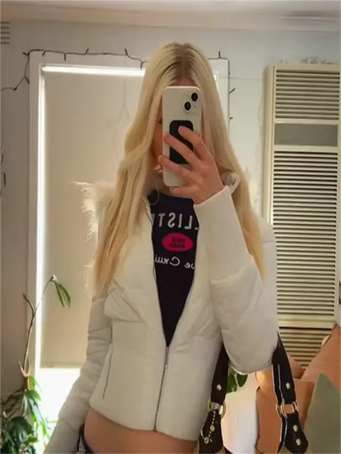 Parkas femmes manteaux courts à capuche fermeture éclair manches longues épais chaud Y2k Streetwear élégant épissure travail manteau automne hiver 2025