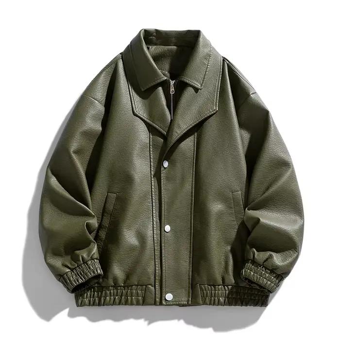 Veste en cuir ample rétro pour hommes Style coréen facile beau Simple