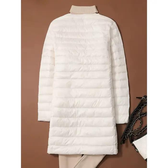 Femmes solide bouffant 2025 nouveau automne hiver col rond femme mince canard doudoune Portable