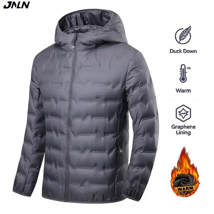 Veste d'hiver chaude en duvet pour homme JNLN, randonnée, camping, escalade, trekking, doublure en graphène, manteau en duvet de canard, rembourrage léger