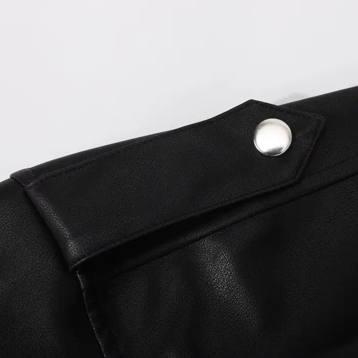 Chemises en cuir pour hommes Veste en cuir PU à manches longues