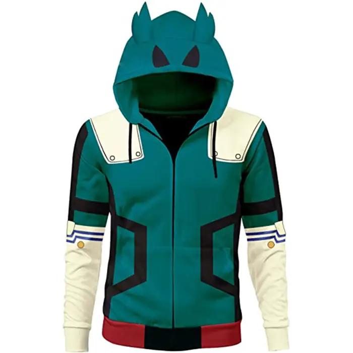 My Hero Academia veste pour garçons MHA sweat à capuche Izuku Midoriya Deku oreilles Cosplay Costume Anime à capuche Halloween hommes manteau