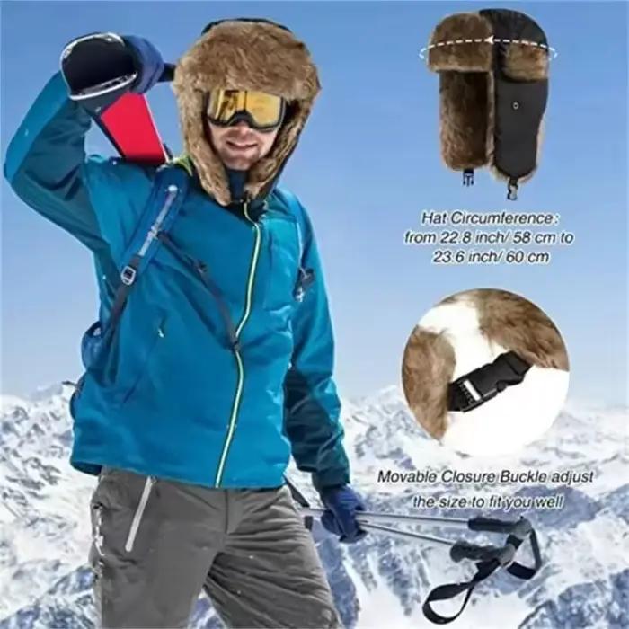 Homme hiver trappeur aviateur trooper oreillette chaud russe imperméable Ski chapeau Bomber casquette russe chaud oreille protecteurs chapeaux