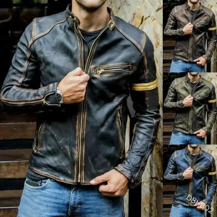Nouveau 2026 automne hiver hommes veste en cuir mode