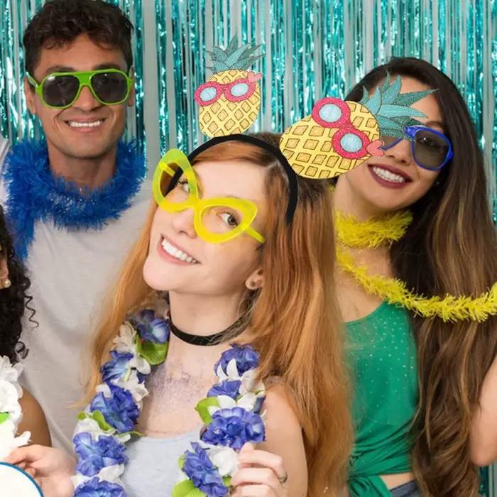Serre-tête Hawaïen Thème Ananas, Flamant Rose et Cocotier, Accessoire de Fête Amusant pour Femmes et Filles