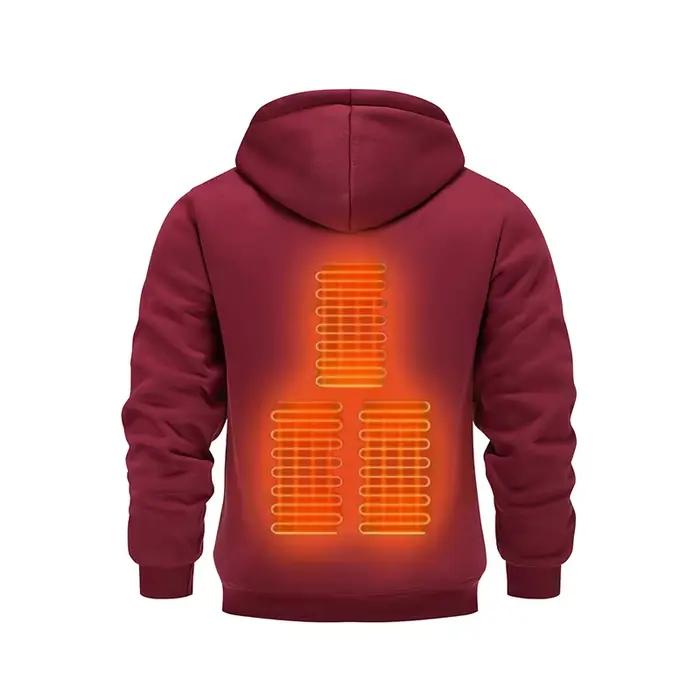 Veste chauffante USB pour hommes, sweat-shirt chauffant électrique d'hiver avec capuche, vêtements thermiques chauds et rechargeables pour Sports de plein air et ski