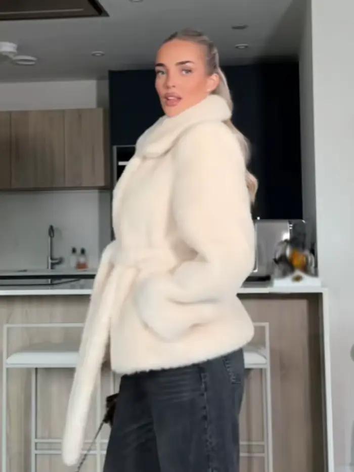 HH femmes hiver chaud vestes solide col rabattu poches à lacets décoration