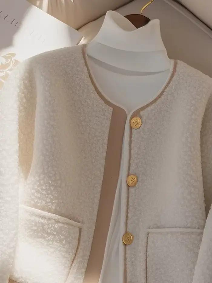 Manteau d'agneau blanc court pour femme