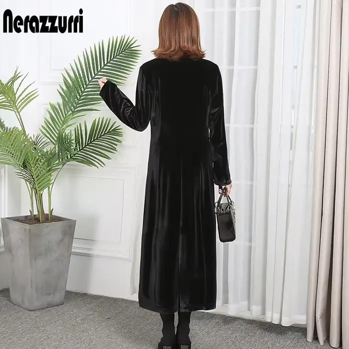 Nerazzurri – Trench-Coat Long en velours pour femme