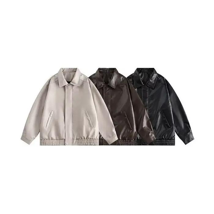 Veste courte décontractée en polyester ample marron pour hommes mode coréenne printemps automne occassions multiples