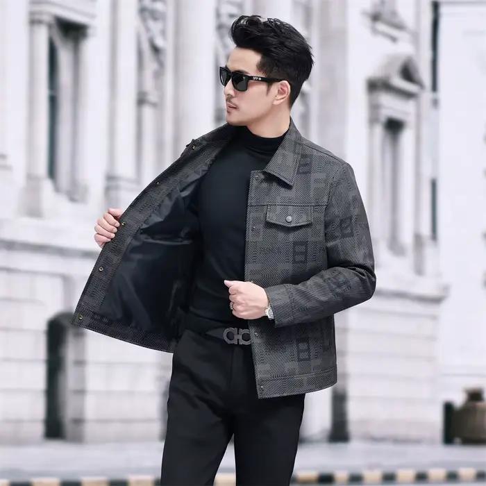 2025 printemps nouvelle veste pour hommes mode à la mode classique veste en cuir hommes décontracté revers beau à la mode
