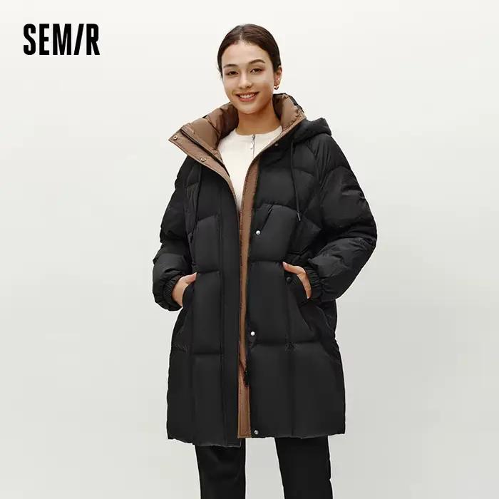 Semir doudoune femmes longue longueur à capuche manteau noir 2025 hiver nouveaux vêtements d'extérieur amples mode