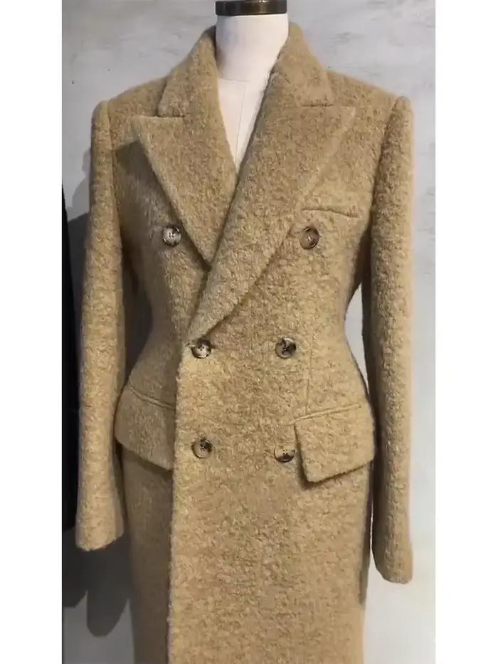 GkyocQ – manteau de luxe léger pour femme, petit parfum, couleur claire, Long matelassé, Tweed, élégant, col de costume, nouvelle collection automne 2023