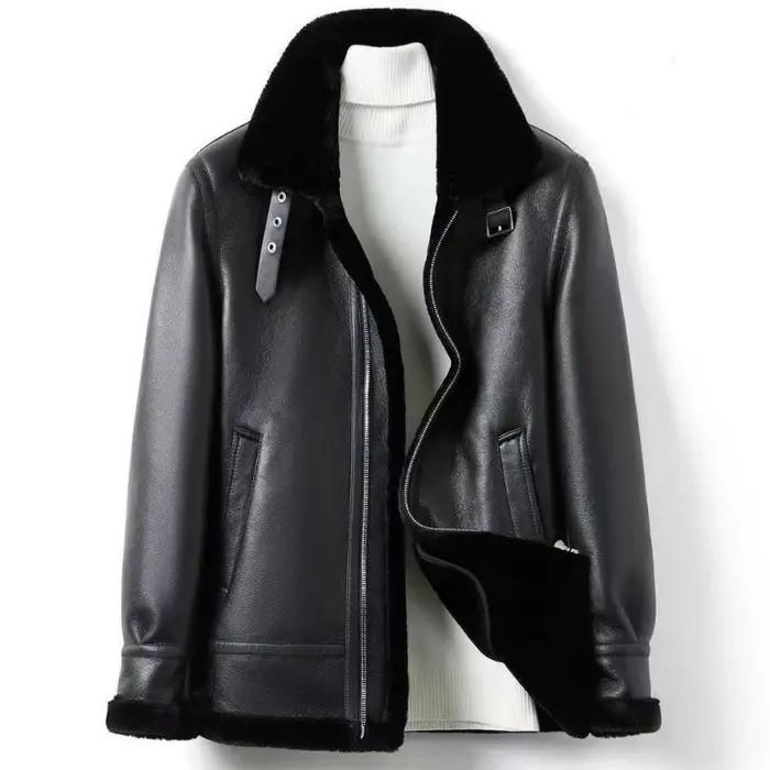 Veste d'hiver pour hommes, Harajuku, aviateur mixte B3, bombardier en peau de mouton, manteau en peau de mouton, haute qualité, Style Rock, vêtements d'extérieur chauds pour pilotes, nouveau