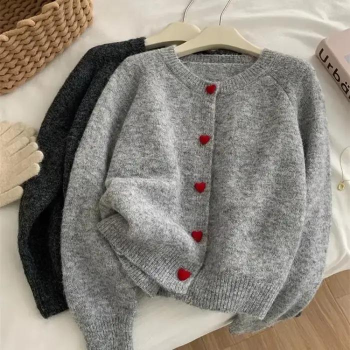Cardigan en laine gris foncé pour femmes, haut de gamme, automne hiver, doux et collant, chaud, style high street, pour femmes d'âge moyen, occasions spéciales, cadeau idéal