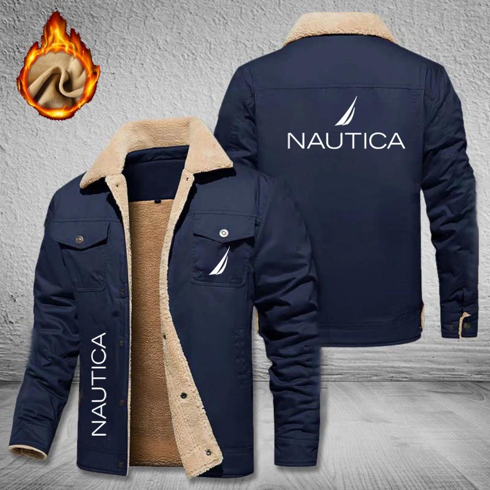 NAUTICA Veste doublée en polaire pour homme, manteau chaud en coton d'hiver coupe-vent, veste de tra