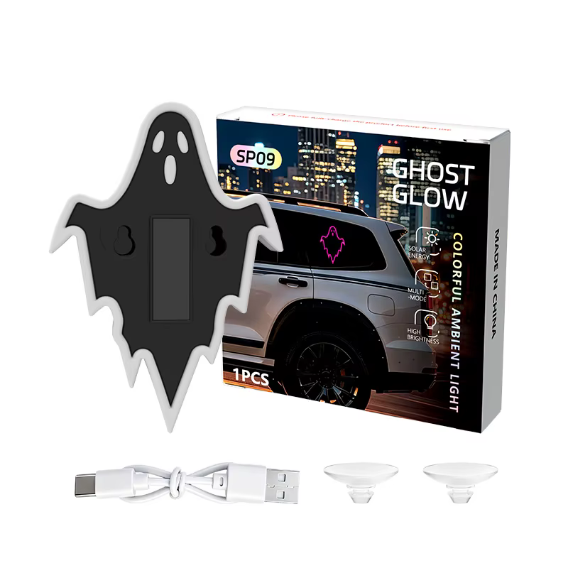 Lumière d'ambiance solaire colorée pour voiture, lumière LED sans fil pour fenêtre triangulaire inté