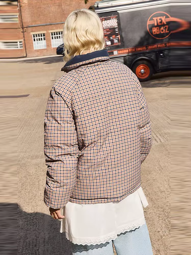 Veste bouffante Chic pour femme, vêtement bidirectionnel, manches longues, à carreaux, solide, réver