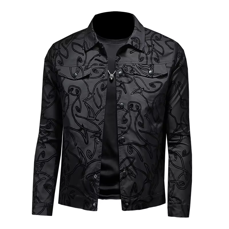 Blouson Bomber Homme Imperméable en Flocage Automne Décontracté Chic Col Revers Simple Boutonnage Vê