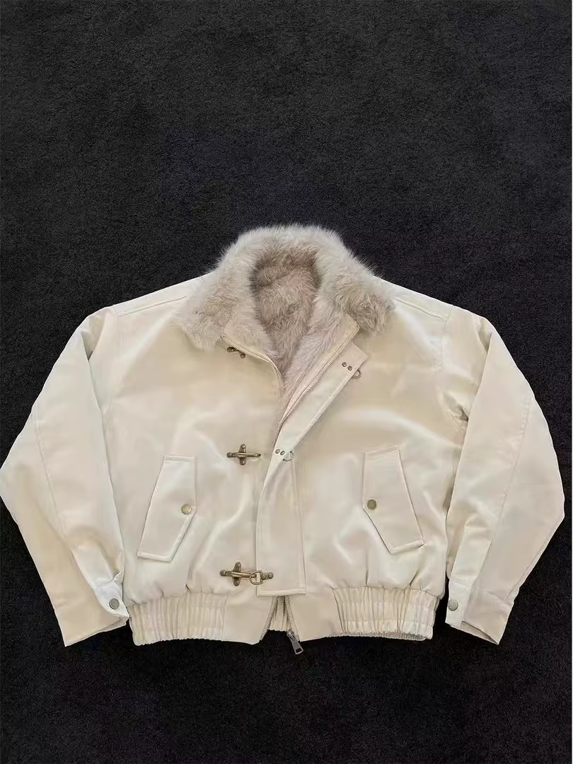 Blouson aviateur pour homme et femme, doublure en laine épaisse, boucle d'avion américaine, col mont