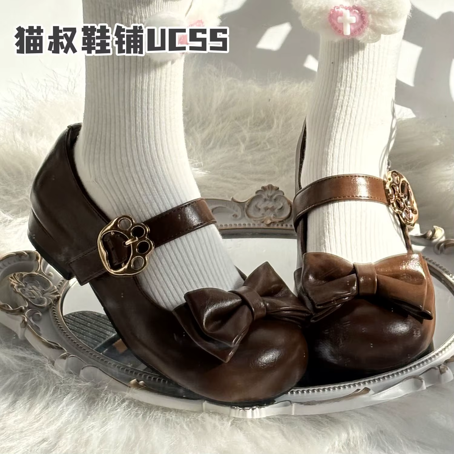 Jolies chaussures Lolita Mary Jane pour femmes, escarpins à bout rond et talon bas avec nœud et bouc