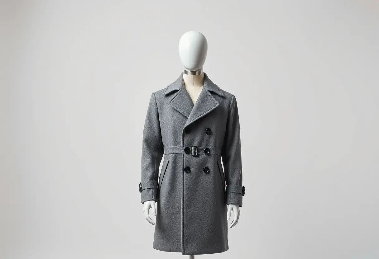 Mannequin portant un manteau gris épuré